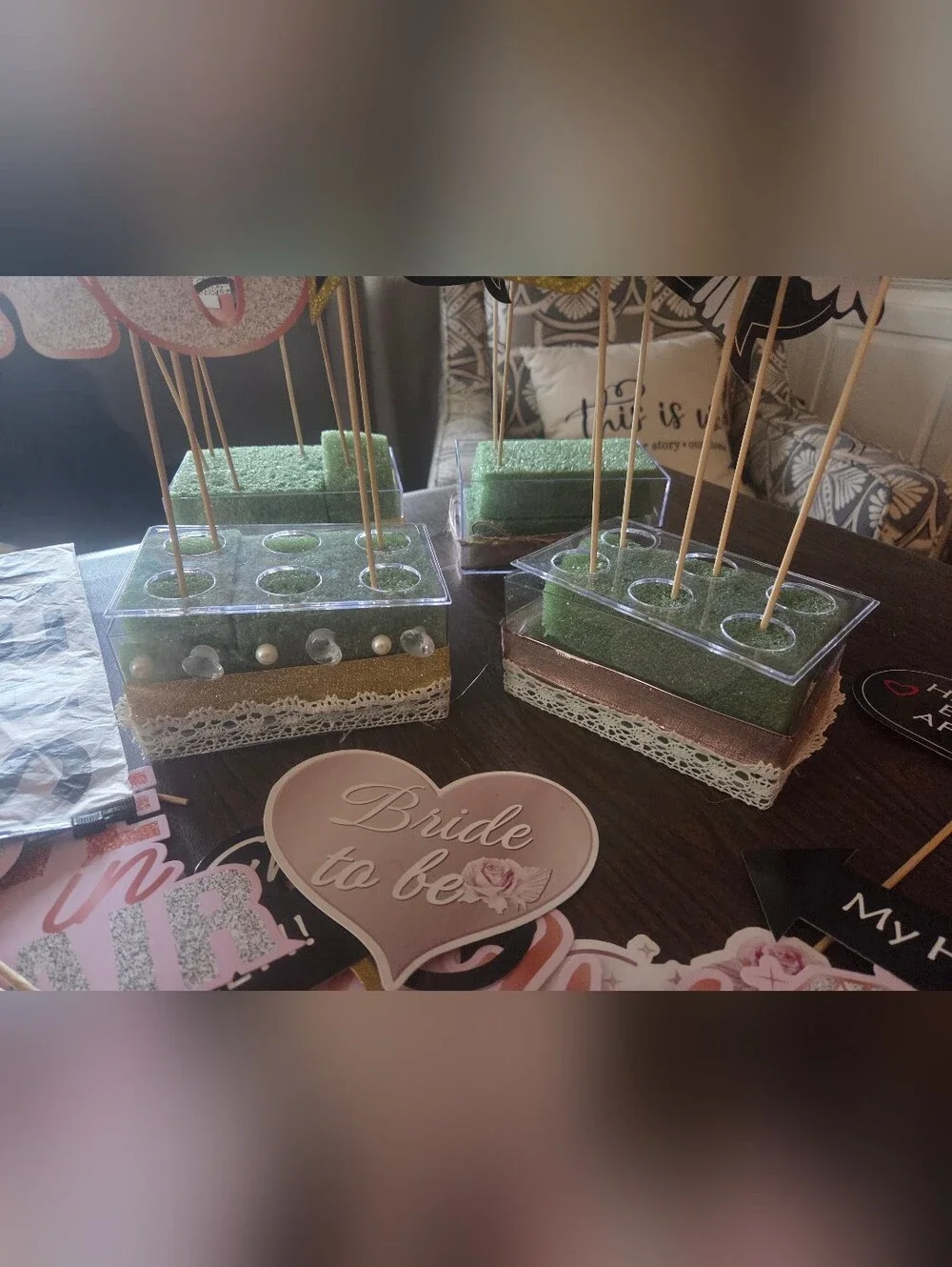Wedding & Bridal Shower Selfie Photo Booth Props Sets With 5 Holders